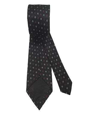 Rare Combee Men's Formal Black, Red & White Floral Luxurious Premium Silk Necktie with Pocket Squre
