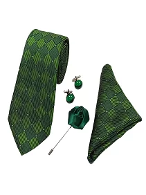 Rare Combee Premium Gold  Green Silk Necktie Luxurious Finishing with Pocket Square, Cufflinks & Rose Pin for Weeding, Corporate, Meeting, Party's, Reception, Gift, Business, Office