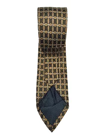 Ultra-Premium Brown Silk Necktie for Men Matching Cufflinks with a Pocket Square. Golden Floral Design