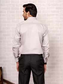 T&T Men Solid Formal Grey Shirt Regular Fit