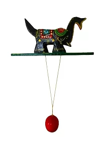 PALAK SAXENA Handicraft Wooden Handpainted Animal Shape Handheld Revolving Movement Toy (Elephant) for Kids