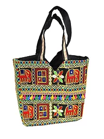 Palak Saxena Rajasthani Jaipuri Embroidered Hand bag/Shoulder Bag for Girls Women (Cream Elephant)