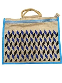 Multicolor spacious Jute Bag with Zipper Closure, Full Sizet and Large Handles,MultiPurpose Jute Bag for Office/College/School,Tiffin,Shopping/Grocery Bag, Eco-Friendly Bag For Men,Women and Kids