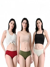 FAIROSTORE Women's Cotton Panties Comfortable Solid Panties Multicolor (L Size 90 cm) Panties Pack of 3