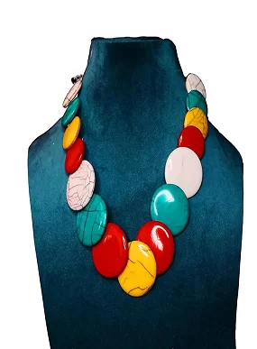 Elegant Tribal Multicolour Beaded Necklace Set – Traditional Ethnic jewellery for Women & Girls Chemical beads [Multicolour]