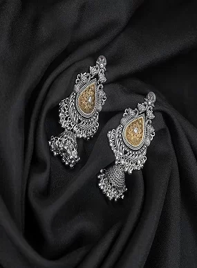 Radiant Mirror Work Oxidized Jhumka Earrings – Graceful Ethnic jewellery for Women & Girls
