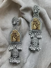 Traditional Dandiya Style Earrings for Women & Girls – Ethnic Navratri Garba Dangle Earrings – Lightweight Oxidized Festive Jewellery for Indian Outfits, Lehenga, and Saree (Contemporar)