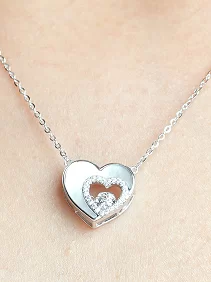 Dancing Stone in Heart Pendant Chain