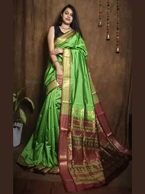 Bomkai Silk Saree – Traditional Elegance with Blouse Piece