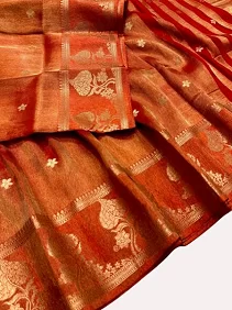 Premium Tissue Banarasi Saree – Regal Shine with Blouse Piece