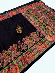 Premium Dola Silk Saree – Golden Print Elegance with Blouse Piece