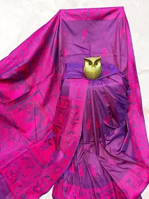 Dual Tone Bishnupuri Baluchari Silk Saree – Pure Soft Elegance with Blouse Piece