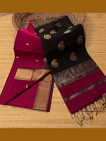 Handloom Maheshwari Saree – Soft Cotton Silk Elegance with Matching Blouse Piece