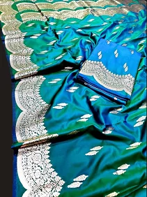 Dual Tone Pure Katan Silk Saree – Glossy Soft Elegance with Butta Work and Rich Pallu