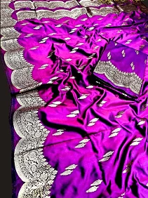 Dual Tone Pure Katan Silk Saree – Glossy Soft Elegance with Butta Work and Rich Pallu