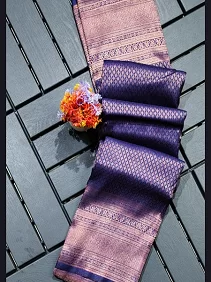 Brocade Silk Saree / Bangalore Silk Saree with Zari Border & Blouse Piece