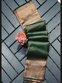 Brocade Silk Saree / Bangalore Silk Saree with Zari Border & Blouse Piece