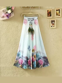 Long Skirt of Women | Women's Ethnic Flared Skirt - Fancy Dori & Button Work | Silk Long Skirt for Festive & Casual Wear