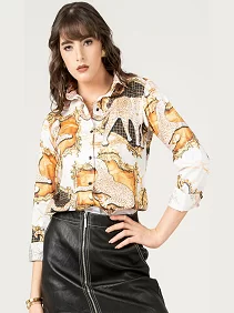 Women’s Casual | Office Wear Top | Digital Printed Full Sleeve Reyon Top