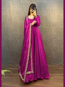 Women’s Party Wear Gown | Embroidered Gown Set | Ethnic Festive Gown with Dupatta