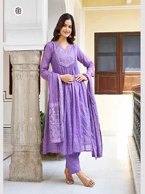 Pure Cotton Embroidered Kurti Set with Printed Dupatta – Stylish Daily Wear for Women | Sizes S to XXL