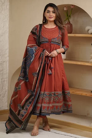 Beautiful Blossom Cotton Printed 3-Piece Kurti, Stylish Jacket & Malmal Dupatta Set for Women