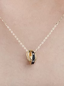 Double Ring Interlocking Circle Pendant Chain