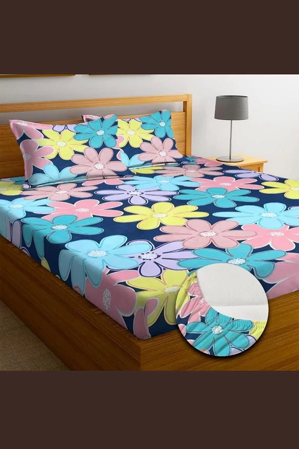Aavya Queen Size Bedsheet | Abstract Print | Soft Microfibre Fabric | Multi-Color | Premium Bedding Set