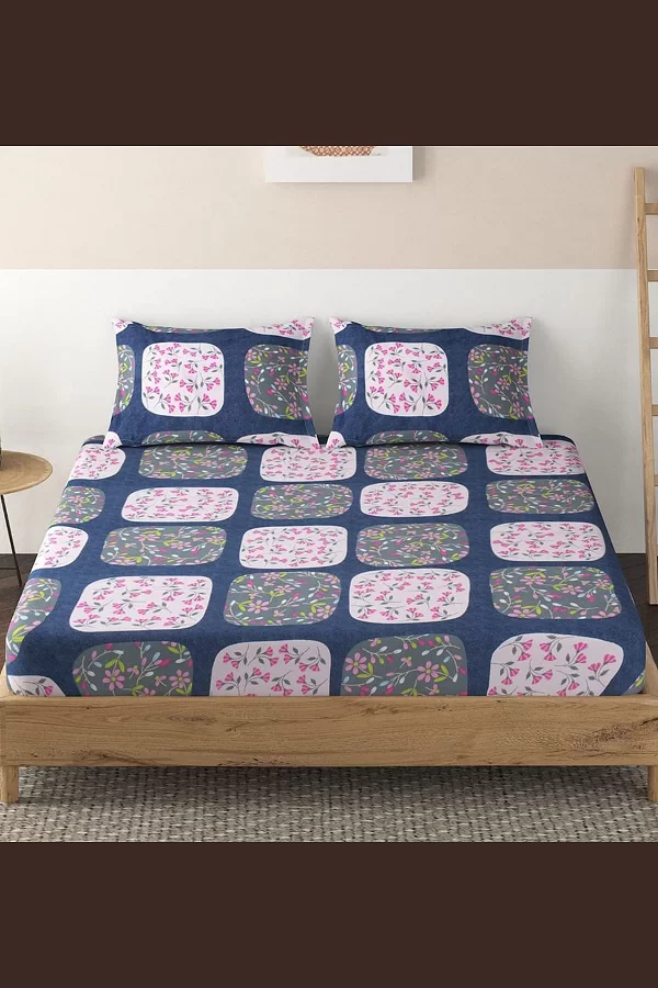 Aavya Queen Size Bedsheet | Abstract Print | Soft Microfibre Fabric | Multi-Color | Premium Bedding Set