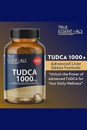 True Essentials Tudca 1000 mg - Liver Supplement with milk thistle for Improve Bile Flow - 90Capsules