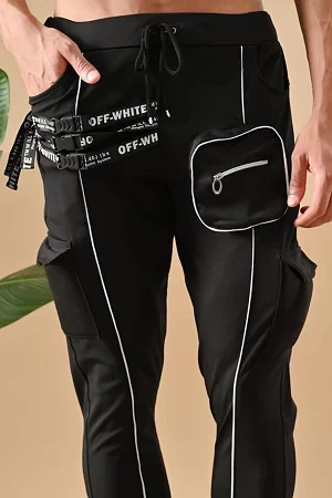 LUMINOIRE Men Solid Black Track Pants