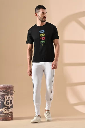 Men Solid White Track Pants
