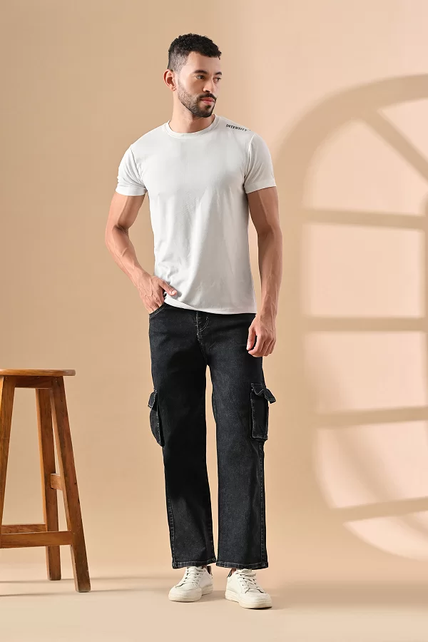 Men Loose Fit Mid Rise Grey Jeans