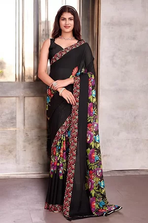 Soft Georgette Printed Saree with Matching Blouse | Lightweight Wedding & Party Wear Saree