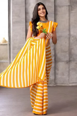 Soft Georgette Printed Saree with Matching Blouse | Lightweight Wedding & Party Wear Saree