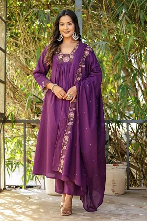 Embroidered Kurti Set | Soft Rayon Kurta with Pant & Chanderi Dupatta | Premium Women’s Ethnic Wear