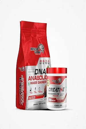 Muscle Garage DNA Anabolic Mass Gainer | High Protein Weight Gainer Powder for Muscle Growth & Recovery| Chocolate Flavor | 4.5 Kg | With Creatine 250gm