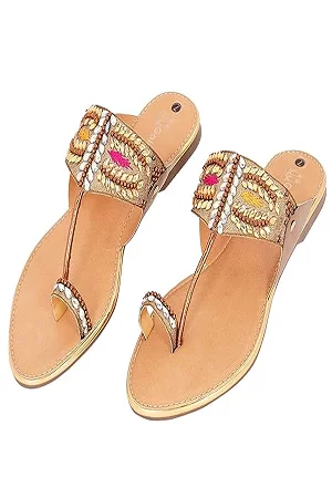 GoldenTag beige embellished flats