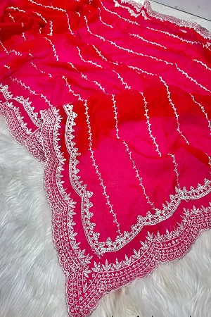 PARTY WEAR DESIGNER SAREES WITH HAND  EMBELLISHED STONES AND WORK