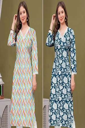 Long kurti Multicolour combo of 2