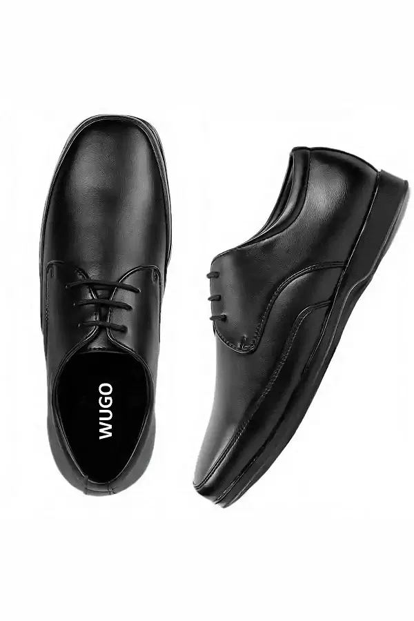 WUGO::Latest Trendy Men Formal Shoes |Black Derby Shoes| Office Shoes For Men's & Boys - Black