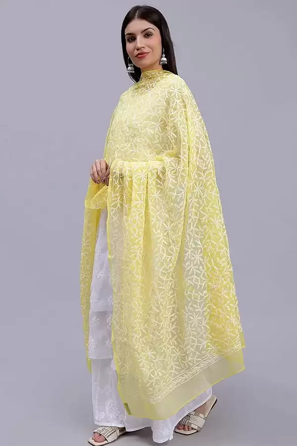 Chiffon Chikankari tepchi duppatta