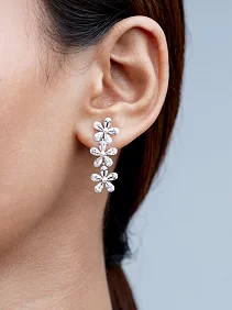 Triple Flower Drop Earrings