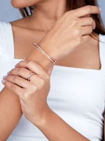 Triple Layer Cross Over Cuff Kada and Ring Set