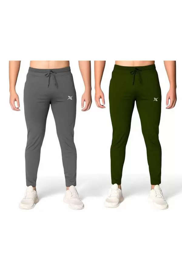 Pack of 2 Men Solid Multicolour Track Pants