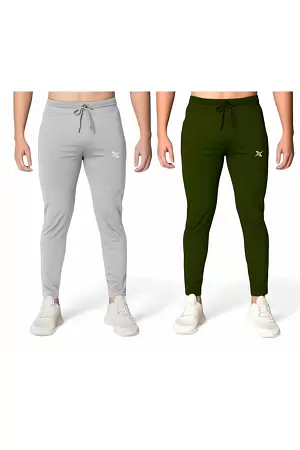 Pack of 2 Men Solid Multicolour Track Pants