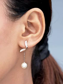 Wings Pearl Drop Earrings