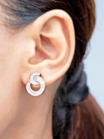 Baguette Interlocking Circle Stud Earrings
