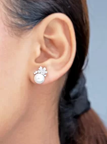 Pearl Cherry Blossom Stud Earrings