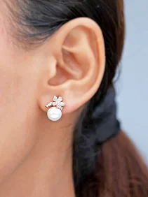 Pearl Cherry Blossom Stud Earrings